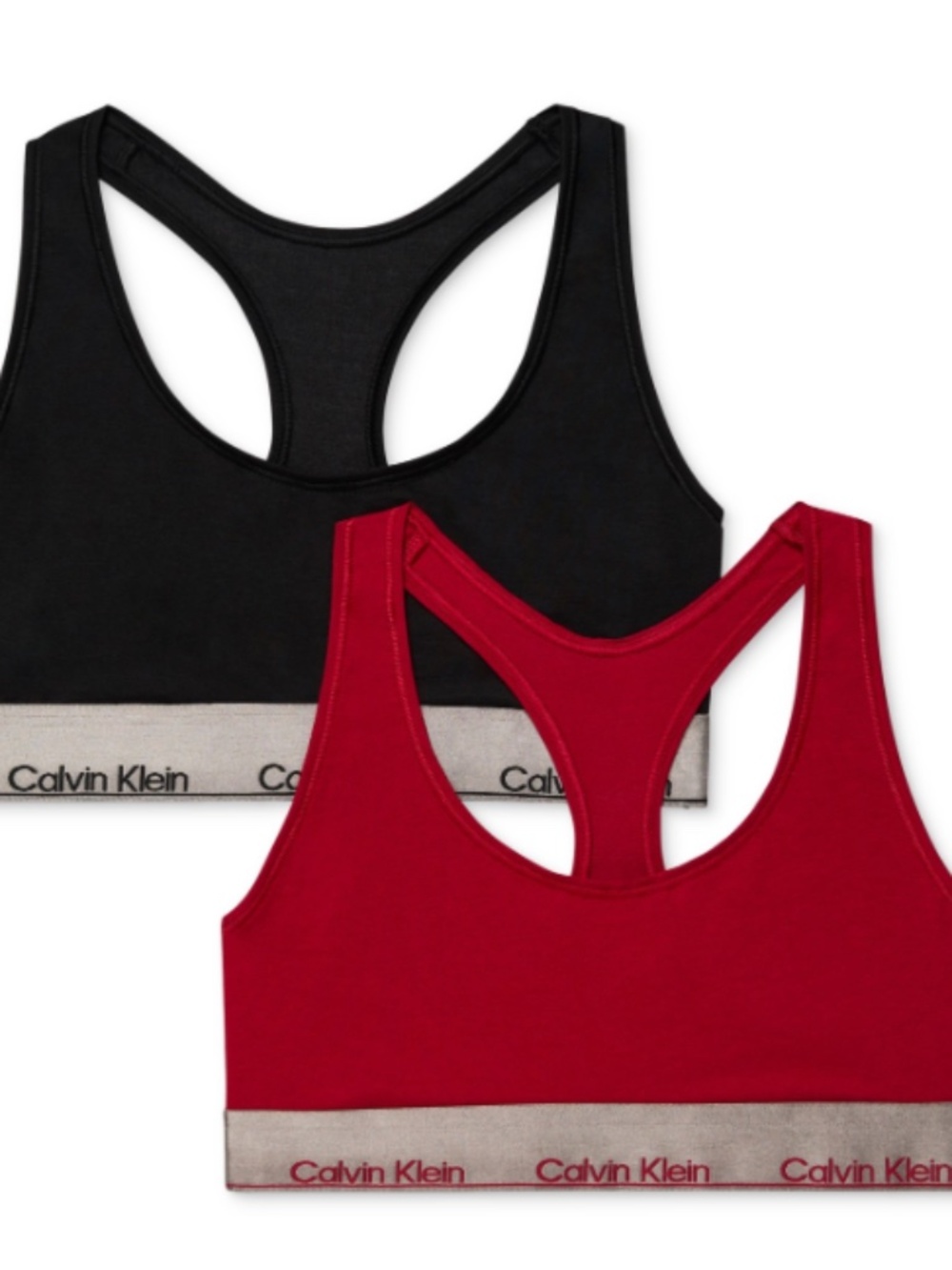 Calvin Klein Women's 2-Pk. Modern Cotton Unlined Bralette - JUNEBERRY/BLACK NWT